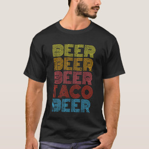 Camiseta Taco de Cerveja Engraçado Retro Vintage Mexicano B