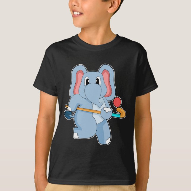 Camiseta Taco de hóquei em elefante (Frente)