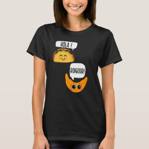 Camiseta Taco E Croissant Dizendo Olá Em Espanhol E Livre