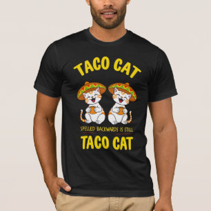 Camiseta Taco Gato Escrito ao Contrário Divertido Cinco de 