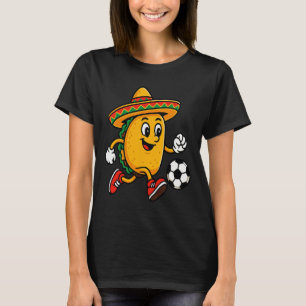 Camiseta Taco Jogando Futebol Mexicano Cinco De Mayo Sombre
