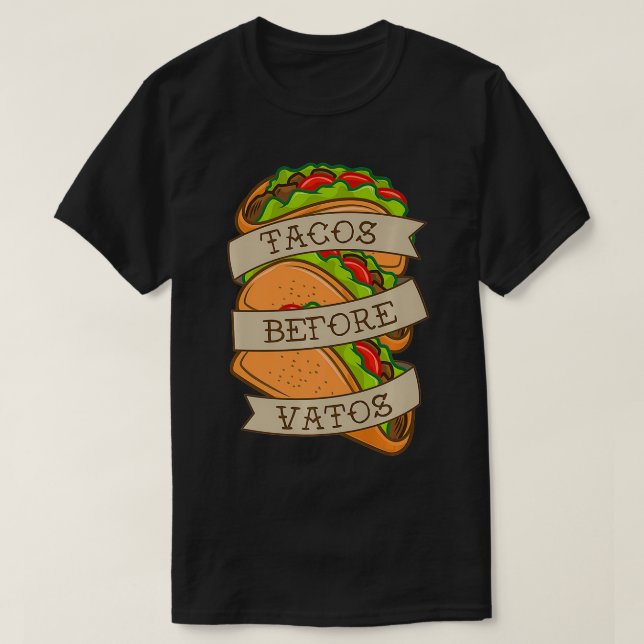 Camiseta Taco Lover Tacos Antes de Vatos Tattoo Style Taco  (Frente do Design)