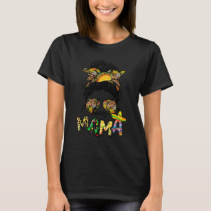 Camiseta Taco Mama Messy Bun Dia de as mães Mamacita Cinco
