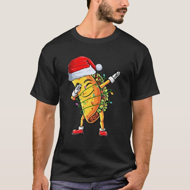 Camiseta Taco Santa Christmas Light Boys Girls Food Lover M (Frente)