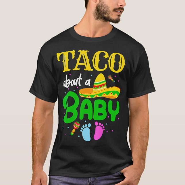 Camiseta Taco Sobre Gênero Bebê Revela Cinco De Gravidez (Frente)