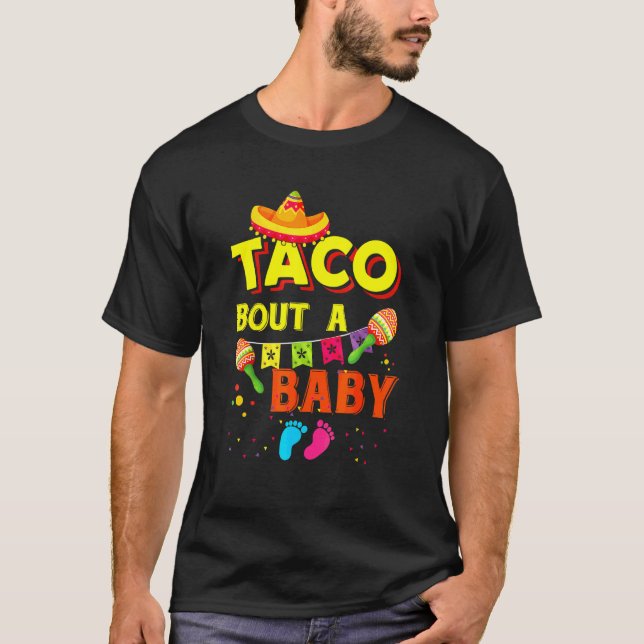 Camiseta Taco Sobre Um Anúncio De Gravidez De Bebê Cinco De (Frente)
