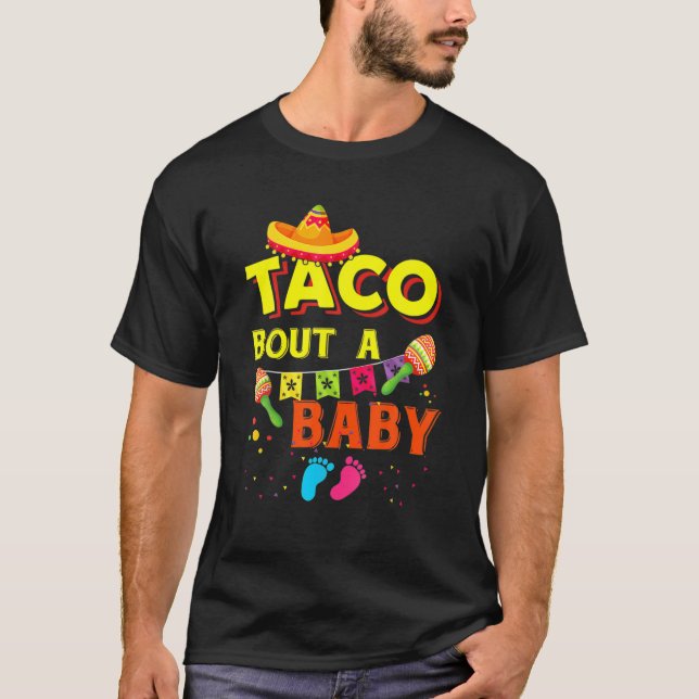 Camiseta Taco Sobre Um Anúncio De Gravidez De Bebê Cinco De (Frente)