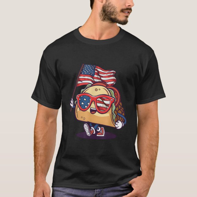Camiseta Taco Sunglass American Flag 4 De Julho (Frente)
