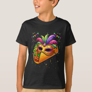 Camiseta Taco Usando Máscara de Mardi Gras Amante de Frutas