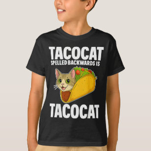 Camiseta Tacocat Escrito ao Contrário Gato Engraçado Homens