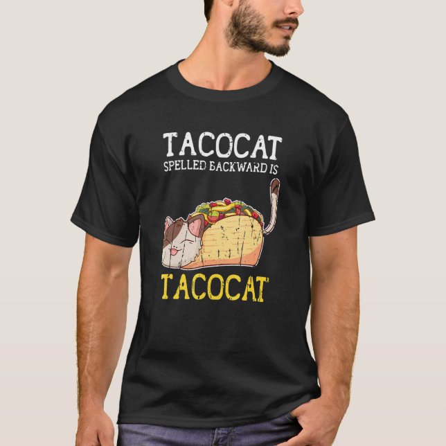 Camiseta Tacocat Ortografado Para Trás É Gato Adorável Taco (Frente)