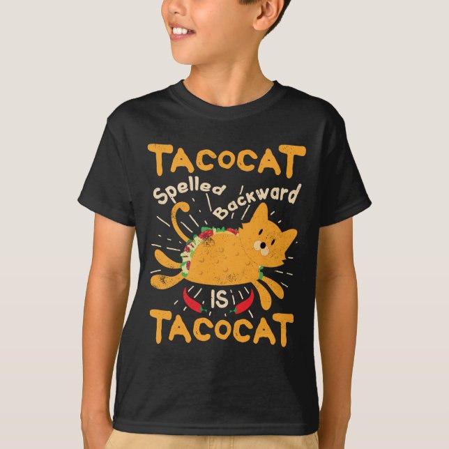 Camiseta Tacocat soletrou para trás o Taco do gato de Cinco (Frente)