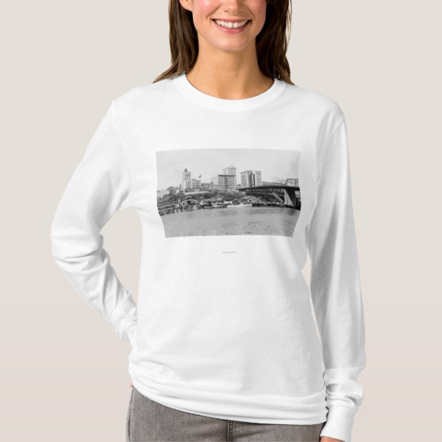 Camiseta Tacoma, WA - opinião da skyline do centro (Frente)