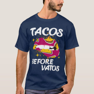 Camiseta Tacos Antes de Vatos Engraçado Gíria Hispânica Com
