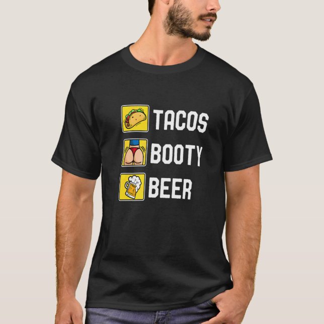Camiseta Tacos Booty E Beer College Fiesta Cinco De Mayo (Frente)