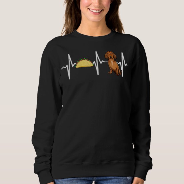 Camiseta Tacos Brown Dachshund Heartbeat Dog (Frente)