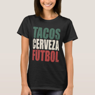 Camiseta Tacos Cerveja Futebol Vintage Fã de Futebol Mexica