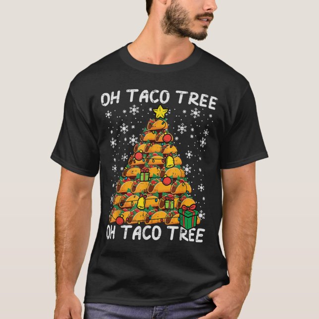 Camiseta Tacos Christmas Tree Funny Xmas Foodie Mexican Men (Frente)