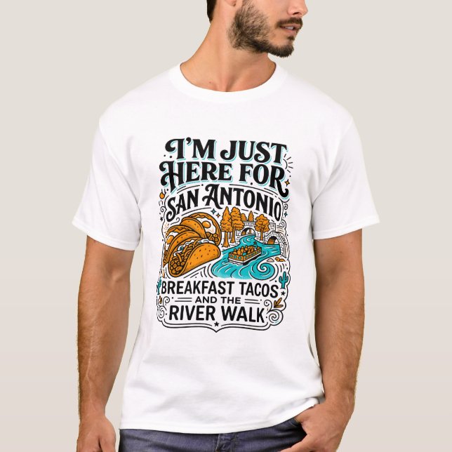 Camiseta Tacos de breakfast de San Antonio e River Walk (Frente)