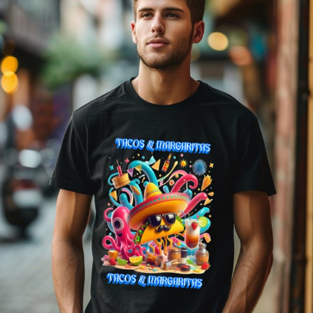 Camiseta Tacos de sombrero e óculos de sol e margaritas (Criador carregado)