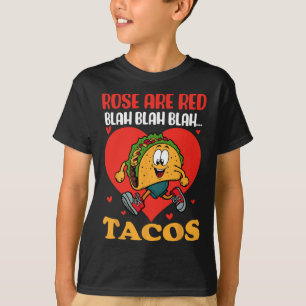 Camiseta Tacos do Dia dos Namorados Rosas São Vermelhas Blá