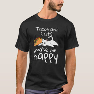 Camiseta Tacos E Gatos Brancos Me Fazem Feliz Animal De Est