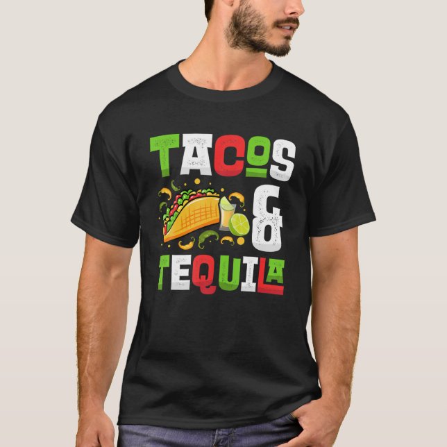 Camiseta Tacos E Tequila Nacho Média Dos Cinco Mexicanos De (Frente)