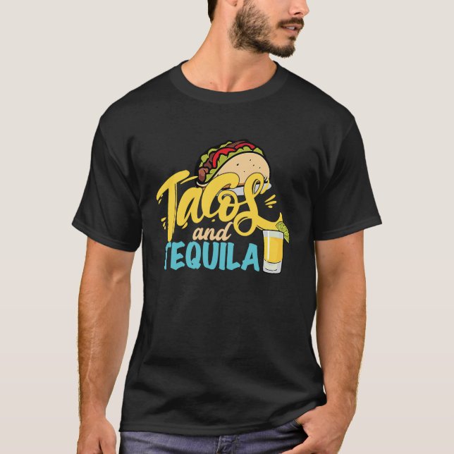Camiseta Tacos E Tequila Para Homens Álcool De Bebendo (Frente)
