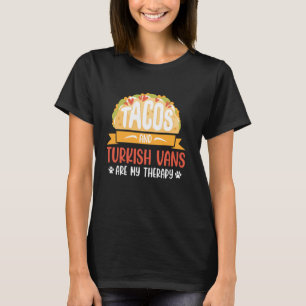 Camiseta TACOS E VAN TURCOS SÃO MINHA TERAPIA Gato Engraçad