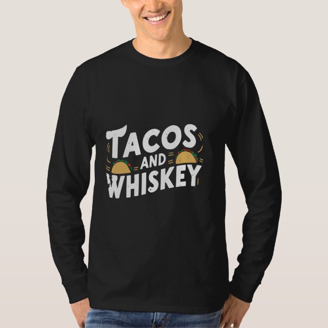 Camiseta Tacos E Whiskey Sobre A Comida Mexicana Cinco Méxi (Frente)