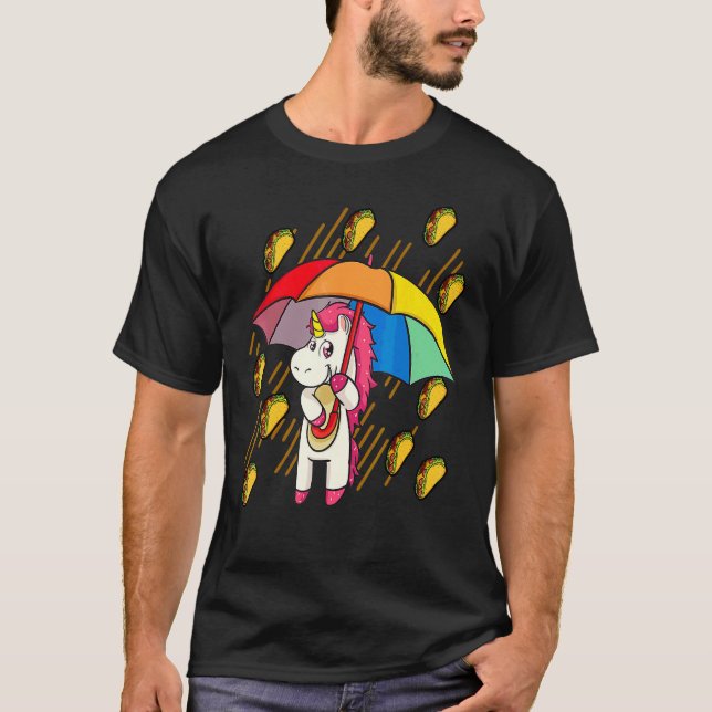 Camiseta Tacos em chuva Unicorn Umbrella Cinco De Mayo (Frente)