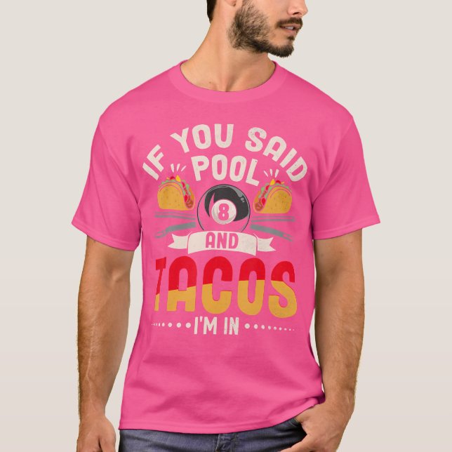 Camiseta Tacos Engraçados Piscina Lover Billiards Jogador M (Frente)
