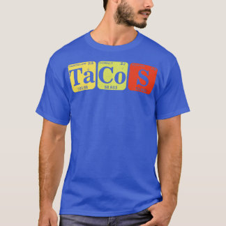 Camiseta Tacos Mesas Periódicas Nerd de Ciência de Comidas