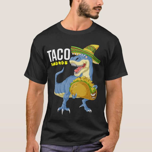 Camiseta Tacosaurus Cinco de Mayo dinossauro (Frente)
