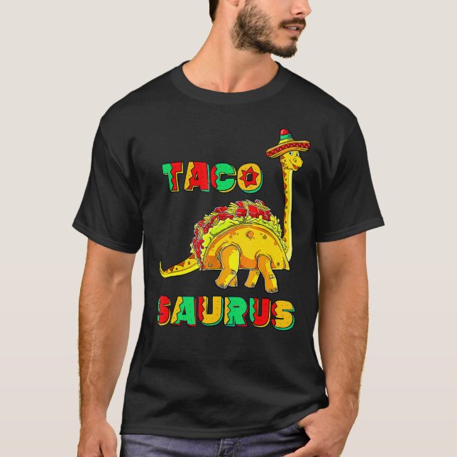 Camiseta Tacosaurus Cinco De Mayo Taco Dinossauro 1 (Frente)