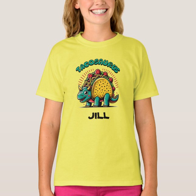 Camiseta Tacosaurus Triceratops Funny Cartoon (Frente)