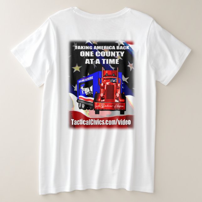 Camiseta TacticalCivics.com Trucker T-Shi, tamanho mais fem (Verso do Design)