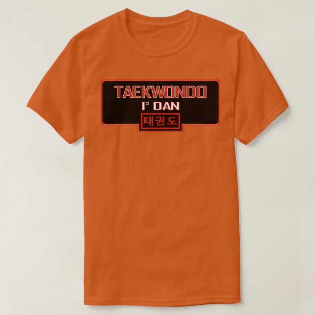Camiseta Taekwondo 1rua Dan com texto coreano (Frente do Design)