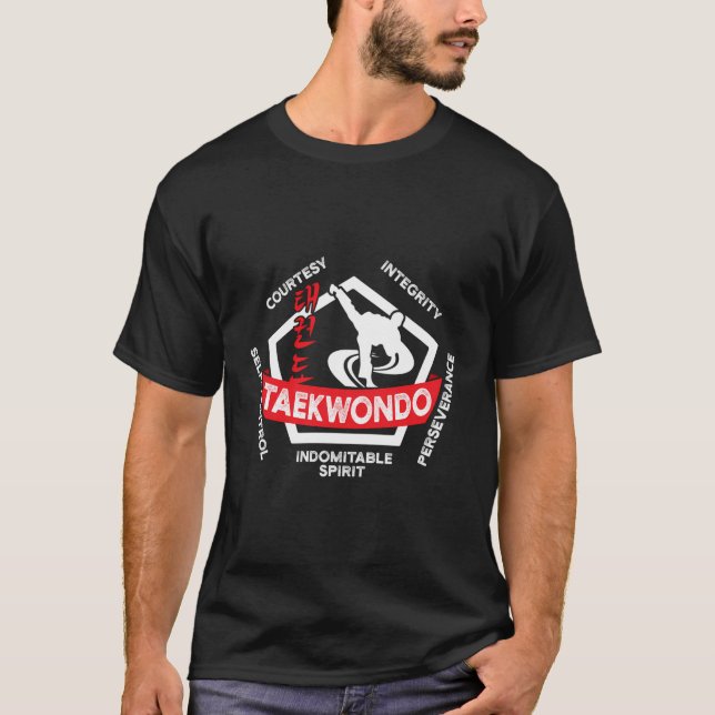 Camiseta Taekwondo 5 Tenets Artes Marciais Ata Se Tae Kwon  (Frente)