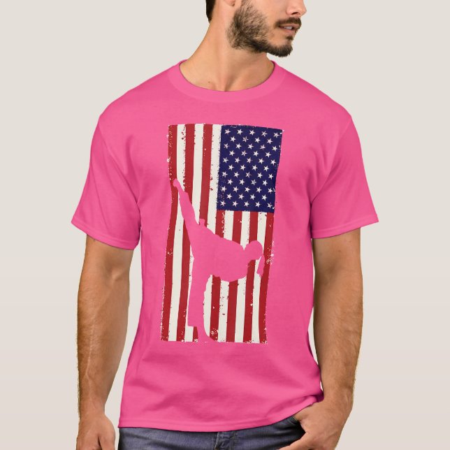 Camiseta Taekwondo American Flag High Kick (Frente)