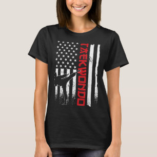 Camiseta Taekwondo Bandeira Americana Lutador de Taekwondo