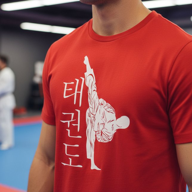 Camiseta Taekwondo Chute Alto com Hangul Vertical (Criador carregado)