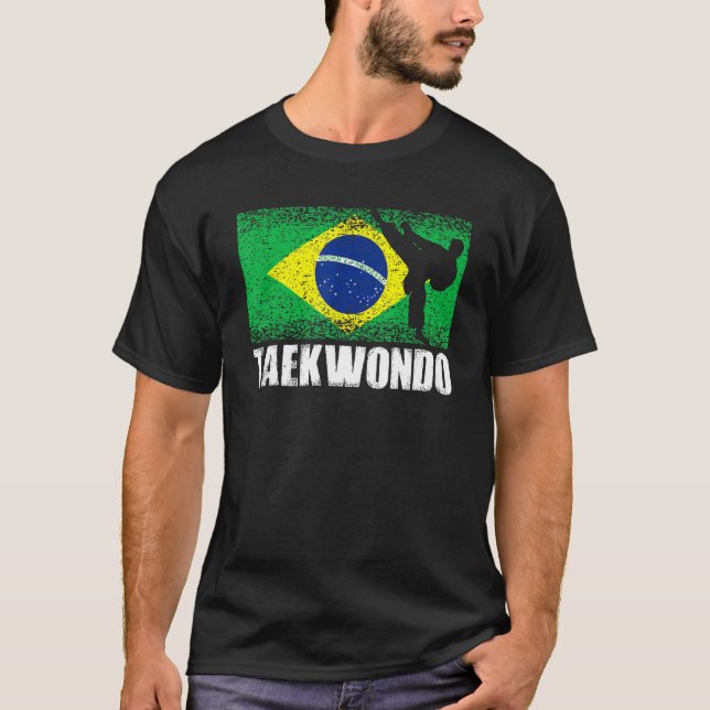 Camiseta Taekwondo Esporte Retro Brasil Bandeira Martia Bra (Frente)