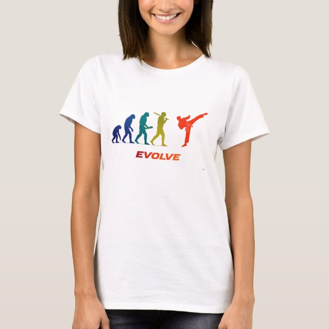 Camiseta Taekwondo Evolution Silhouette High Kick Design (Frente)