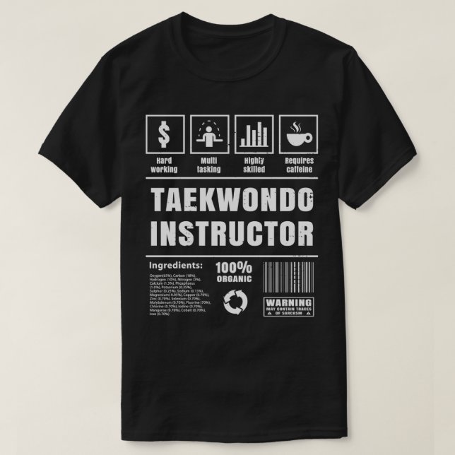 Camiseta Taekwondo Instrutor Treinador Sensei Gift Mart Úni (Frente do Design)
