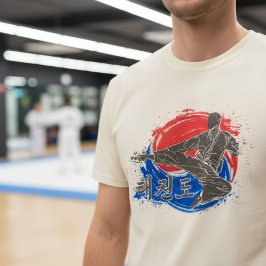 Camiseta Taekwondo Kick with Korean Flag Ink Art