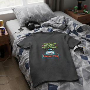 Camiseta Tag de Jogador Personalizável "Respawn Repeat Rech