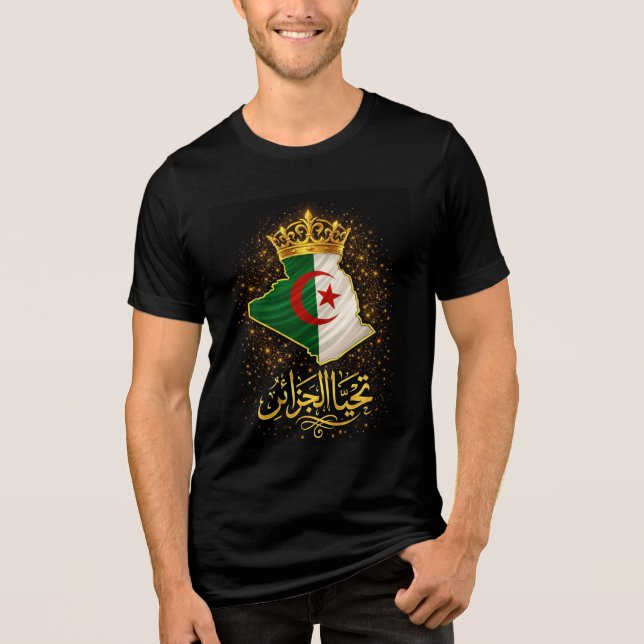 Camiseta Tahya El Djazair Crown – Golden Long Live Algeria (Frente)