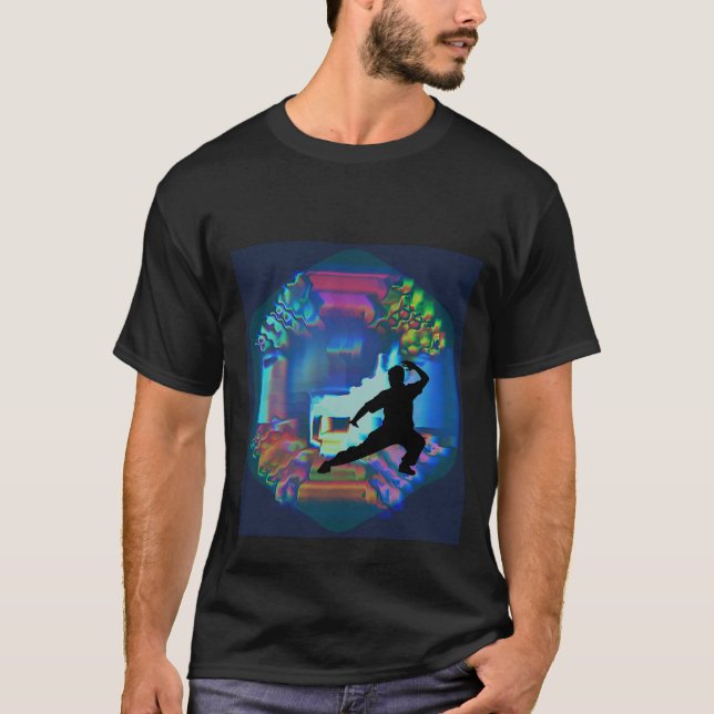 Camiseta Tai Chi com Abstrato Yin Yang Design (Frente)