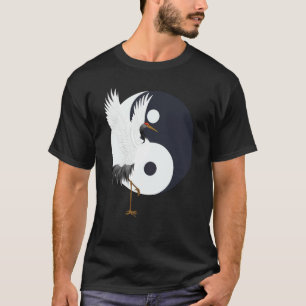 Camiseta Tai Chi Grou Branco Yin Yang Qi Gong Chinês Branco